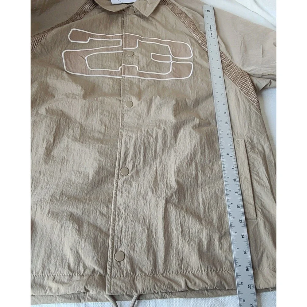 Nike Air Jordan 23 Coach Jacket Men's Large Tan Snap Button Mesh Lined NWT